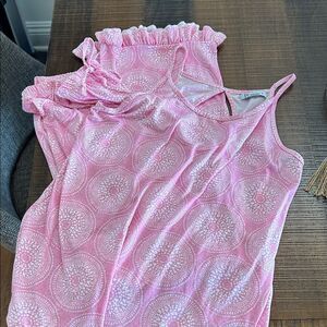 Joan Vass Pink Patterned Camisole- ruffles bottoms